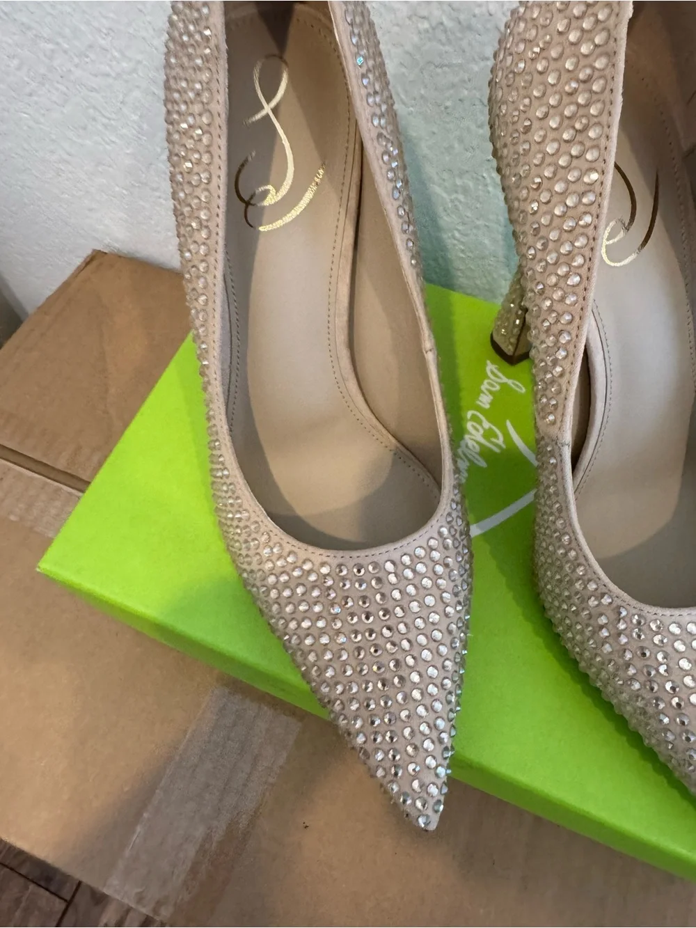 Sam Edelman Sz 8.5 Antonia Glitz Sesame Seed Pumps
